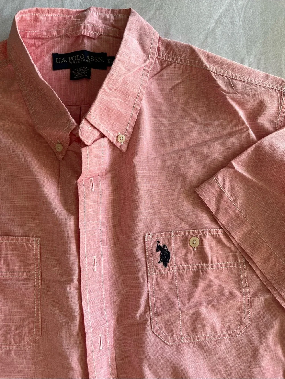 Polo by Ralph Lauren Men's Short-Sleeve Button-Down Shirt — Light Pink